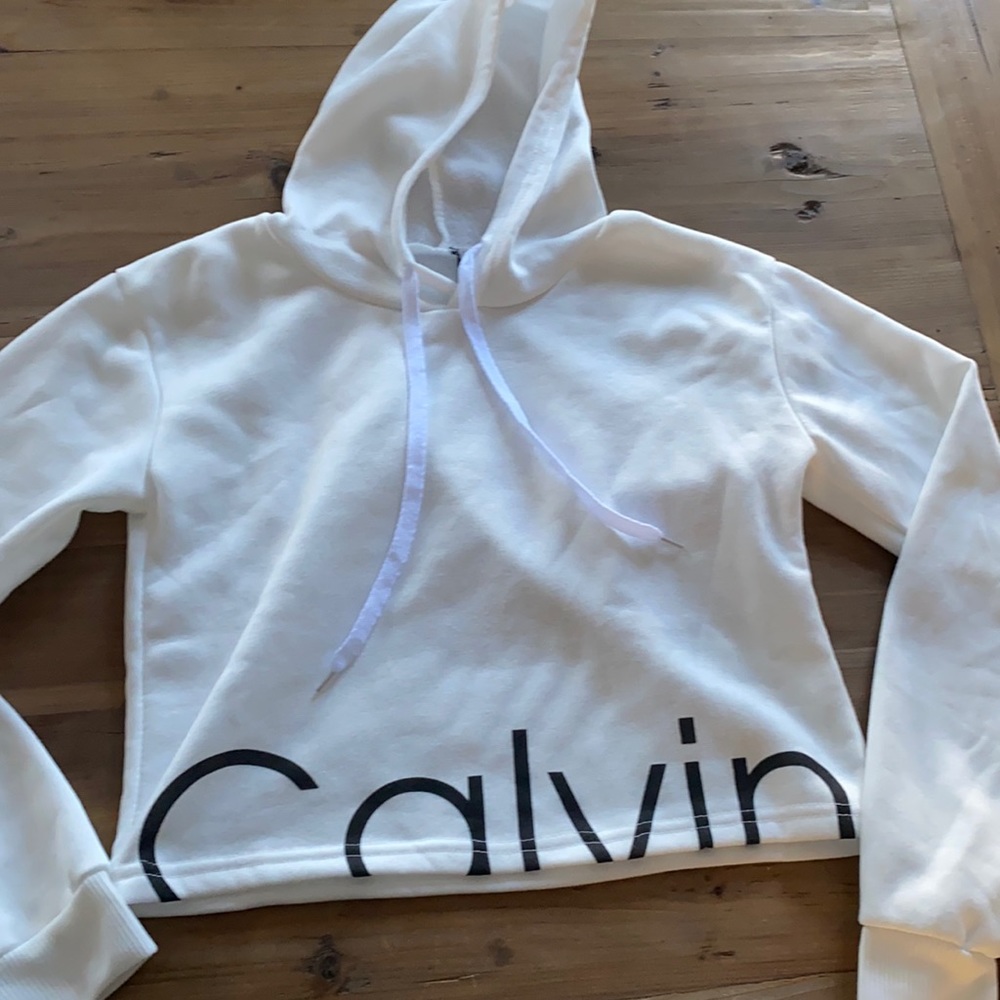 Calvin Klein Cropped White Sweatshirt
